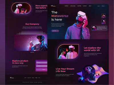 VR Landing Page - UI Design! ar dark design landingpage metaverse mr product design technology ui unique virtual reality vr web website