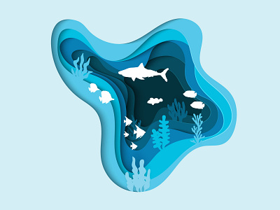 papercut underwater paper art papercut vector