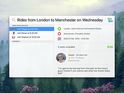 What if Apple opens an API for Spotlight OSX apps blablacar future ios osx ridesharing search spotlight