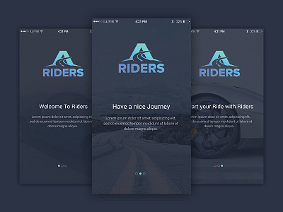 Welcome Screens android app car design flat ios ride screen ui ux website welcome