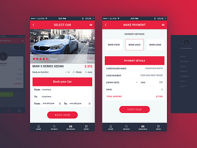 Car Rent Mobile UI Kit android app car interface ios location login rent taxi uber ui ux