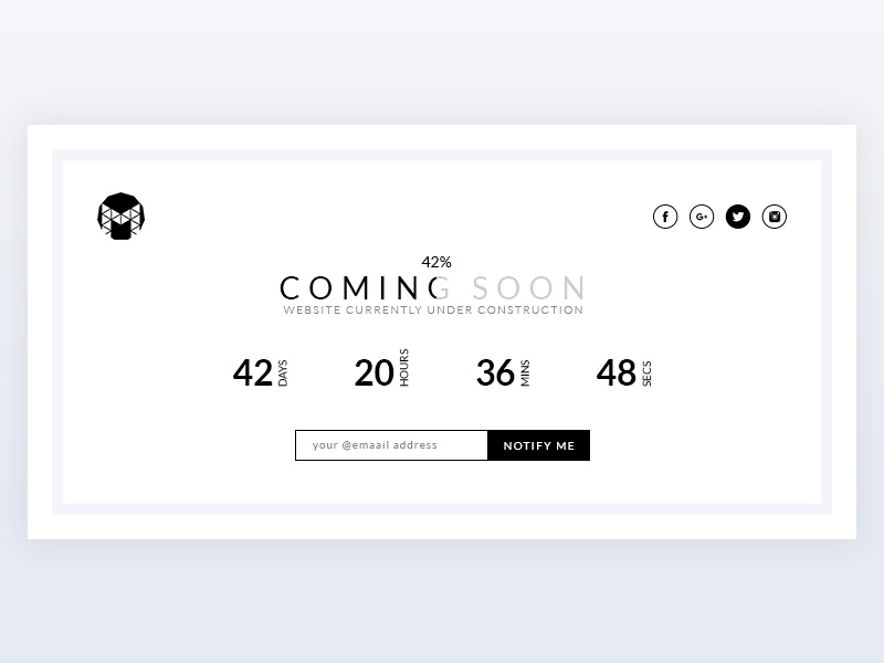 Coming Soon Page coming soon startup simple progress dailyui agency ux ui web design minimal wip