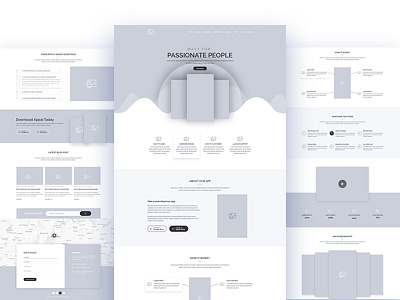 Wireframe for App Landing Design app clean illustration landing landing page minimal ui ux wireframe