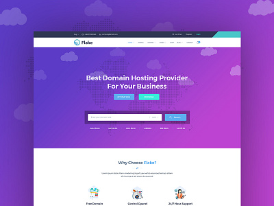 Flake Domain Hosting Website Concept business clean cloud domain hosting hosting website startup technology whmcs
