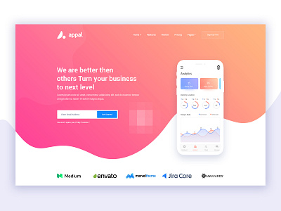 app landing (hero) header concept #4 agency app application clean creative design hosting landing page marketing saas software startup ui design