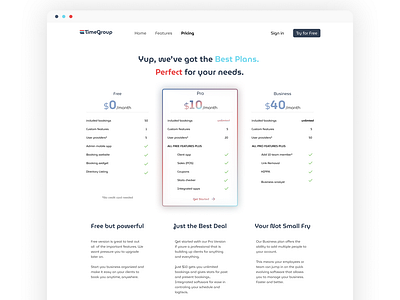 TimeGroup : : Concept Booking Service : : Pricing page