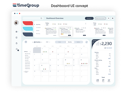 TimeGroup Concept Web UI Dashboard app branding clean cool dash dashboard design graphic design light light mode logo ui user experience user interface ux vector visual design