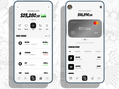Crypto wallet - mobile app app branding clean comic cool crypto design finance illustration logo ui ux vector wallet