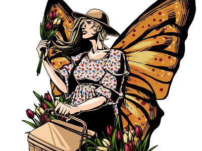 Farming fairy character graphic design illustration tshirt