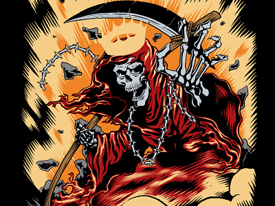 Red Kingdom character comic design graphic design grim reaper illustration skull tshirt