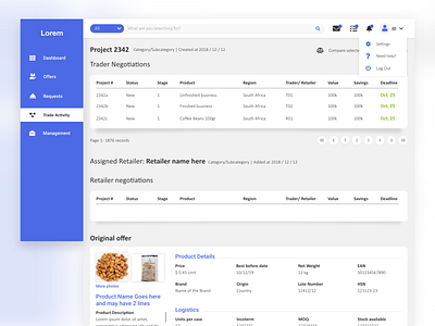 Parallel Market Software dashboard design experience landing page paralel market product retail software software design tables ui ux website