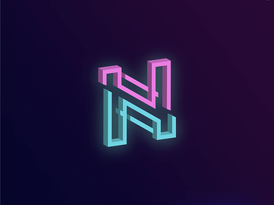 3d N_Logo color design drama fluo fluor fluorescent gradient illustration logo minimal neon typography vector