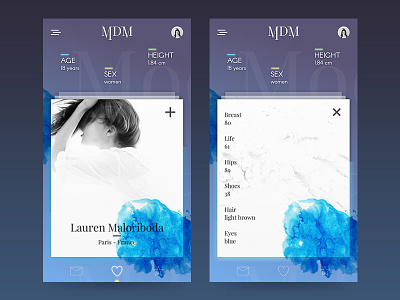 Fashion app blur effect fashion ios minimal mobile model page profile