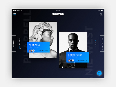 Shazam Concept animation app color fluo music scroll shazam tablet