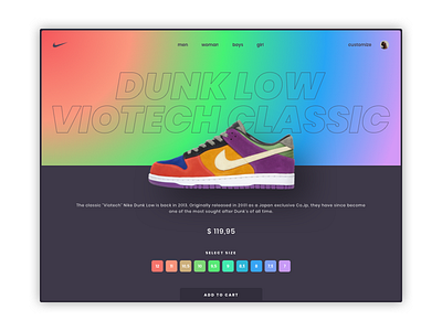 Nike Dunk animation branding color dailyui design flat fluo gradient illustration ios landing lettering logo minimal type typography ui ux web website