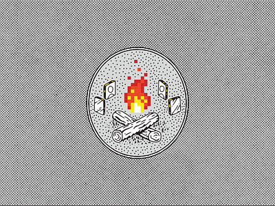 Digital Campfire badge campfire camping covid illustration social tech