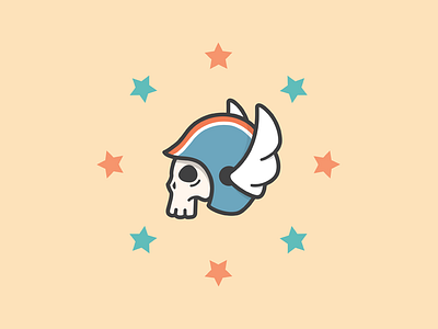 Skull and Stars helmet illustration sketch skull stars wings