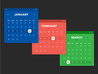Calendar UI app calendar graphics mobile simple ui vector
