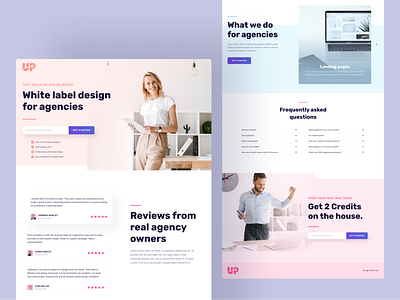 LP for agencies agency button color design email form input interaction landing light office people photo photos photoshop testimonials typography ui web white