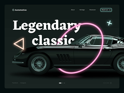 Automotive website after effect animation auto cars circle design desktop fireart flat logo neon scroll shapes slides triangle typography ui ux web website