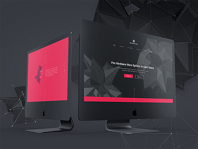 Dark landing page for R&D center 3d abstract black cinema 4d dark interface landing page lines low poly red sketch app ui