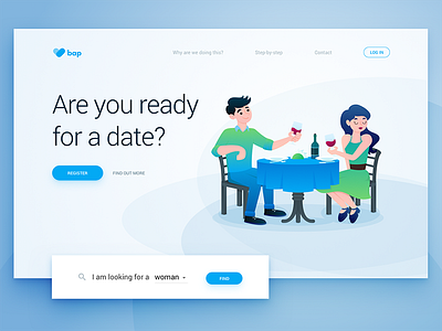 Dating auction landing page concept adobe boy dating girl gradient illustration landing lovers material sketch app wine