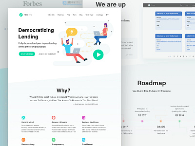 Landing page for cryptocurrency landing platform color crypto currency flat icons illustration landing light people ui web white