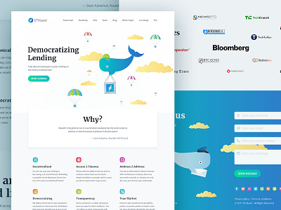 Landing page for cryptocurrency landing platform v2 color crypto currency flat illustration landing light people ui web whale white