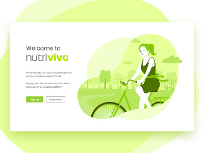 NutriVivo landing page button elements flat green healt illustration landing page plant round shapes web wellness