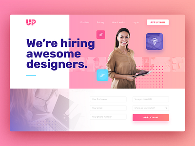 Careers page button color design gradient icon interaction landing landing page lettering light logo minimal page type typography ui ux web white