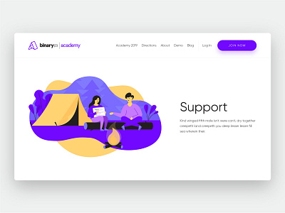 IT academy page concept button color design flat illustration interaction landing landing page light page typography ui vector web white