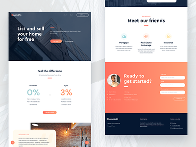 Real estate website button color design esport gradient house interaction landing page light logo page real real estate typography ui web white