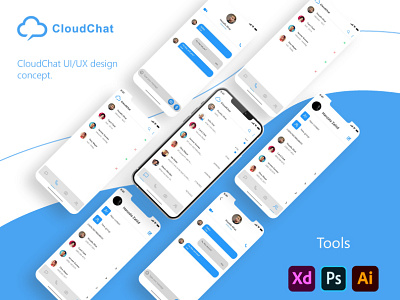 CloudChat app adobe xd app art chatapp design graphic design prototype typography ui uiux ux vector whatsapp