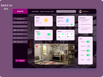 Smart home dashboard app dailyui design ui ux