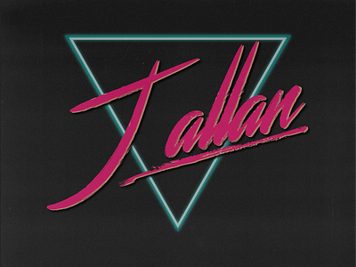 J Allan Logo 1980 1980s 80s brush neon retro texture typography