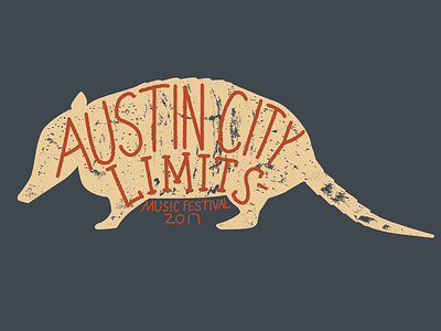 ACL Fest - Armadillo acl acl fest armadillo austin austin city limits hand letter hand lettering rough texas texture