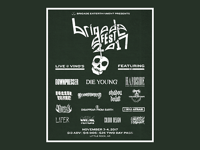 Brigade Fest 2017 Flyer brigade custom type fest flyer hardcore music skull