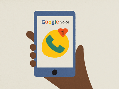 Google Voice—Online Dating google google voice hand illustration online dating phone rough texture