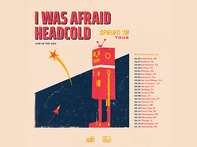 I Was Afraid / Headcold Tour Poster band gig poster music robot space texture tour vintage