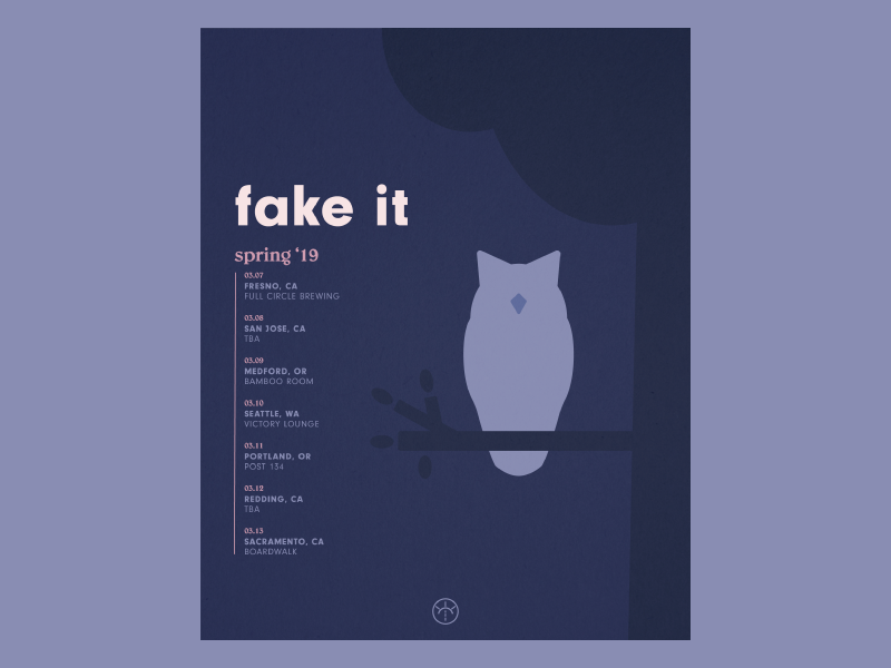 Fake It Spring Tour Poster band poster owl minimal emo gig gig posters gig poster tour poster band fake it