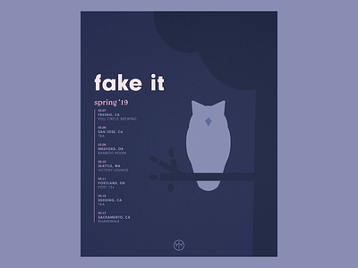 Fake It Spring Tour Poster band band poster emo fake it gig gig poster gig posters minimal owl tour poster