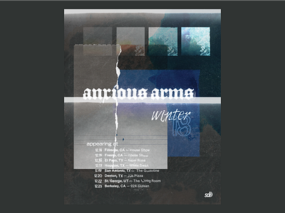 Anxious Arms Winter ‘18 Tour Poster anxious arms band collage deconstruction typography distorted type gig gig poster gig posters photo art photocopy texture tour poster winter
