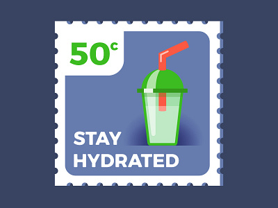 Stamp Stay Hydrated 2d flatdesign illustartor illustration stamp