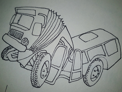 Elektruck character design concept freehand drawing sketch