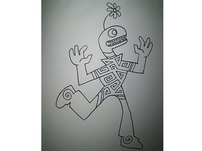 Happy little fella cartoon character design freehand drawing