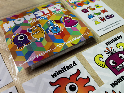 "Oh Those Monsters" memory game cards game illustration kids matching memory monsters