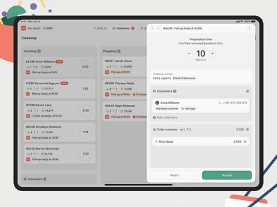 Kanban style dashboard. components dashboard design food illustration inter interactions interface ipad kanban motion pos product productivity restaurants significa takeaway terminal ui ux