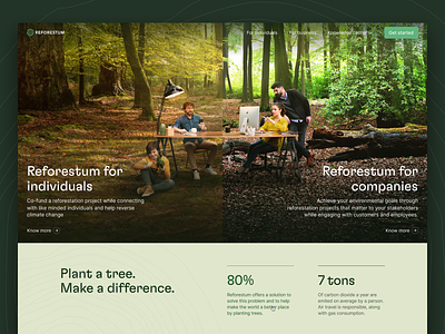 Reforestum homepage. business carbon clean climate change community design forest green gt flexa hero homepage inter reforestum significa sustainability tree ui ux web app website