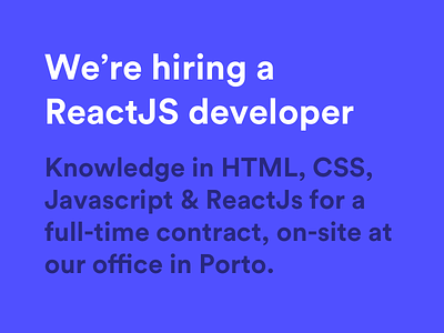 We're hiring a ReactJS developer! circular developer hiring job purple react significa