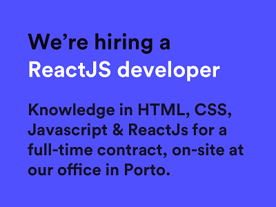 We're hiring a ReactJS developer!